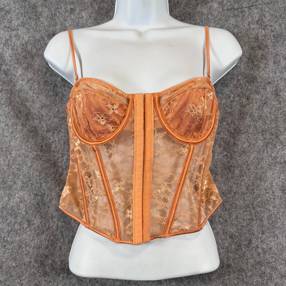 NEW Zara Lace Bustier Corset Top Womens 36B Sheer Floral Coquette Victorian